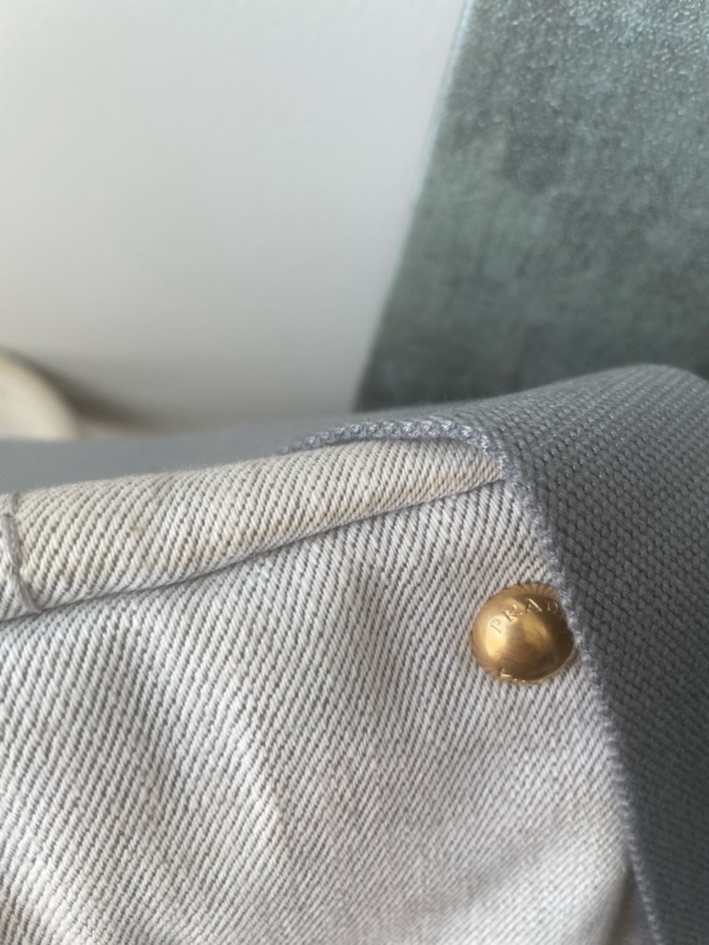 PRADA Gray Canvas Tote with Original Shoulder Strap - Picture 9 of 14